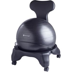 imageGaiam Classic Balance Ball Chair  Ergonomic Stability Chair for Desk ampamp Office  Yoga Ball Seat with Base Air Pump ampamp Exercise Guide  Improves Posture ampamp Core Strength 300 lb CapacityBlack