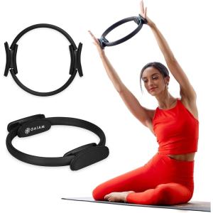 imageGaiam Pilates Ring Fitness Circle  Lightweight ampamp Durable Foam Padded Handles Flexible Resistance Exercise Equipment for Toning Arms ThighsLegs ampamp CoreBlack