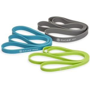 imageGaiam Restore Resistance Training Workout Pull Up Bands 3 Pack  ExtraStrong Durable Progressive Resistance Exercise Loop Cords for Assisted Pull Ups and Strength Bands Training