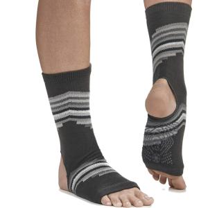 imageGaiam Yoga Sock Anklets  Grippy Leg Warmer Ankle Socks for Yoga Barre Pilates Dance AerobicsSmokey Grey