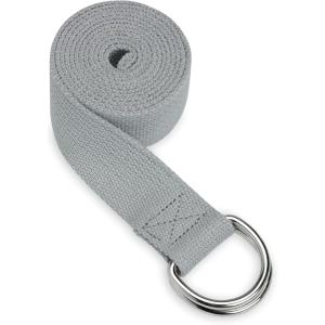 imageGaiam Yoga Strap Premium Athletic Stretch Band with Adjustable Metal DRing Buckle Loop  Exercise ampamp Fitness Stretching for Yoga Pilates Physical Therapy Dance Gym WorkoutsGranite Storm