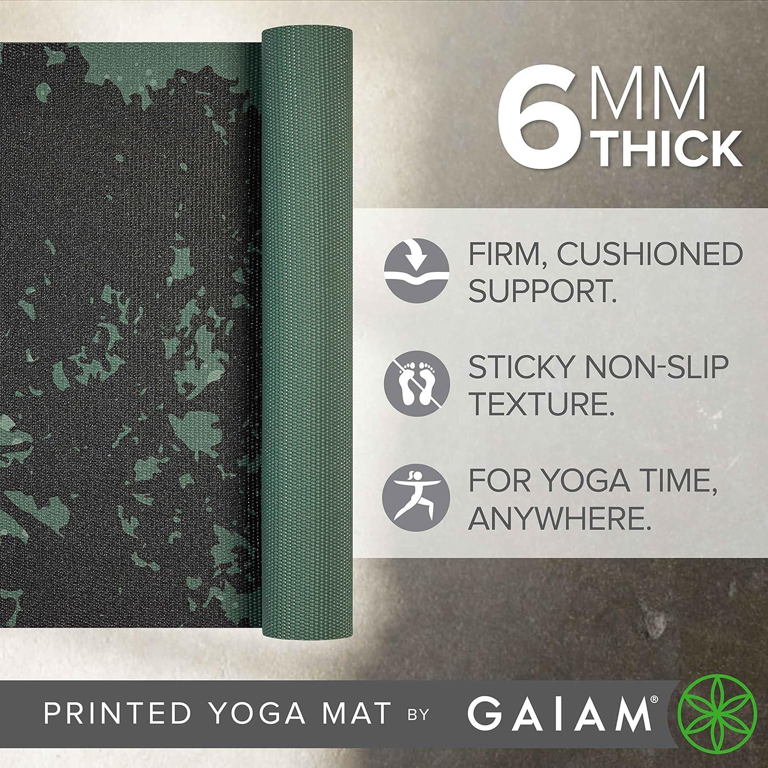 imageGaiam Yoga Mat  Premium 6mm Print Extra Thick Non Slip Exercise ampamp Fitness Mat for All Types of Yoga Pilates ampamp Floor Workouts 68quotL x 24quotW x 6mm ThickLuminary