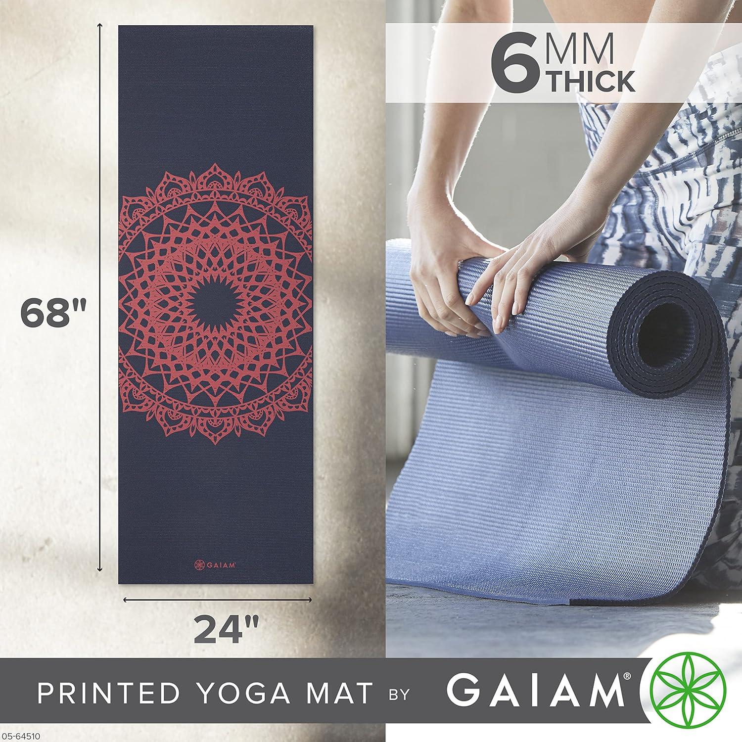 imageGaiam Yoga Mat  Premium 6mm Print Extra Thick Non Slip Exercise ampamp Fitness Mat for All Types of Yoga Pilates ampamp Floor Workouts 68quotL x 24quotW x 6mm ThickPink Marrakesh