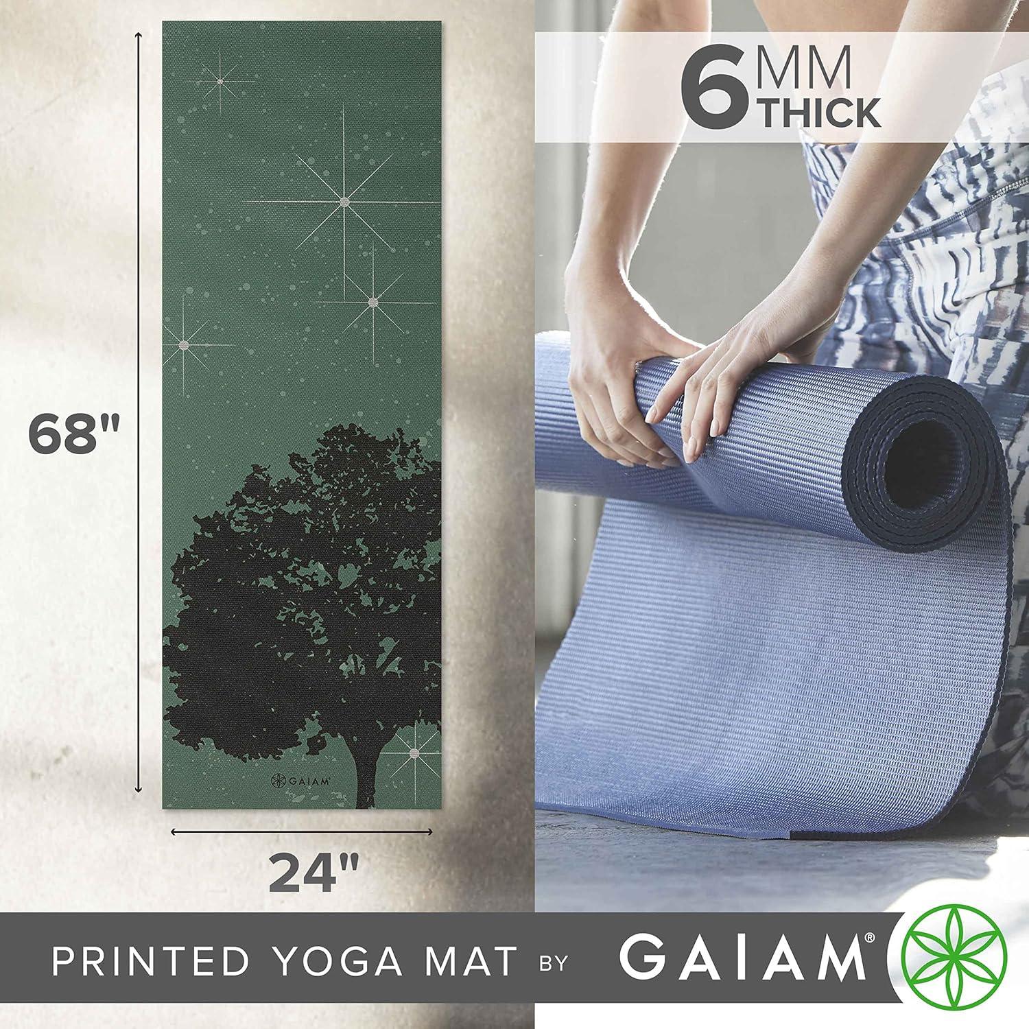 imageGaiam Yoga Mat  Premium 6mm Print Extra Thick Non Slip Exercise ampamp Fitness Mat for All Types of Yoga Pilates ampamp Floor Workouts 68quotL x 24quotW x 6mm ThickLuminary