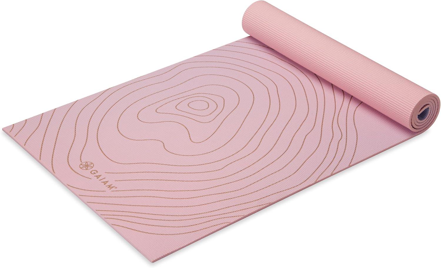imageGaiam Yoga Mat  Premium 6mm Print Extra Thick Non Slip Exercise ampamp Fitness Mat for All Types of Yoga Pilates ampamp Floor Workouts 68quotL x 24quotW x 6mm ThickTopo Sherbet