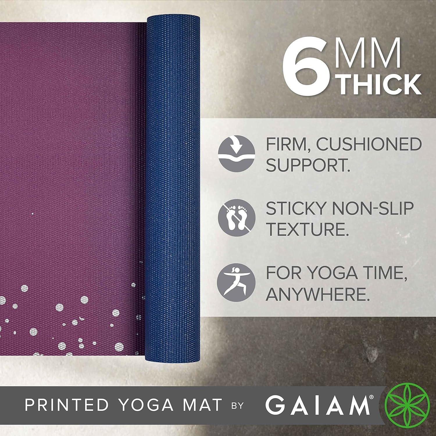 imageGaiam Yoga Mat  Premium 6mm Print Extra Thick Non Slip Exercise ampamp Fitness Mat for All Types of Yoga Pilates ampamp Floor Workouts 68quotL x 24quotW x 6mm ThickSublime Sky