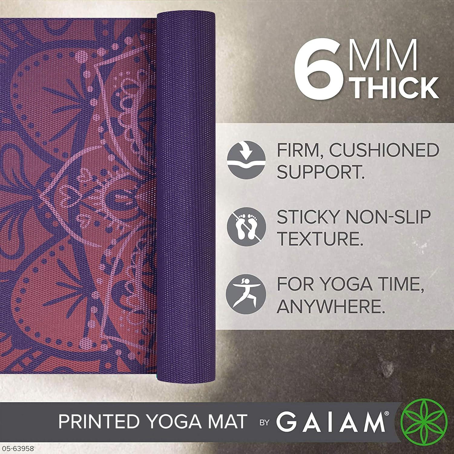imageGaiam Yoga Mat  Premium 6mm Print Extra Thick Non Slip Exercise ampamp Fitness Mat for All Types of Yoga Pilates ampamp Floor Workouts 68quotL x 24quotW x 6mm ThickAthenian Rose