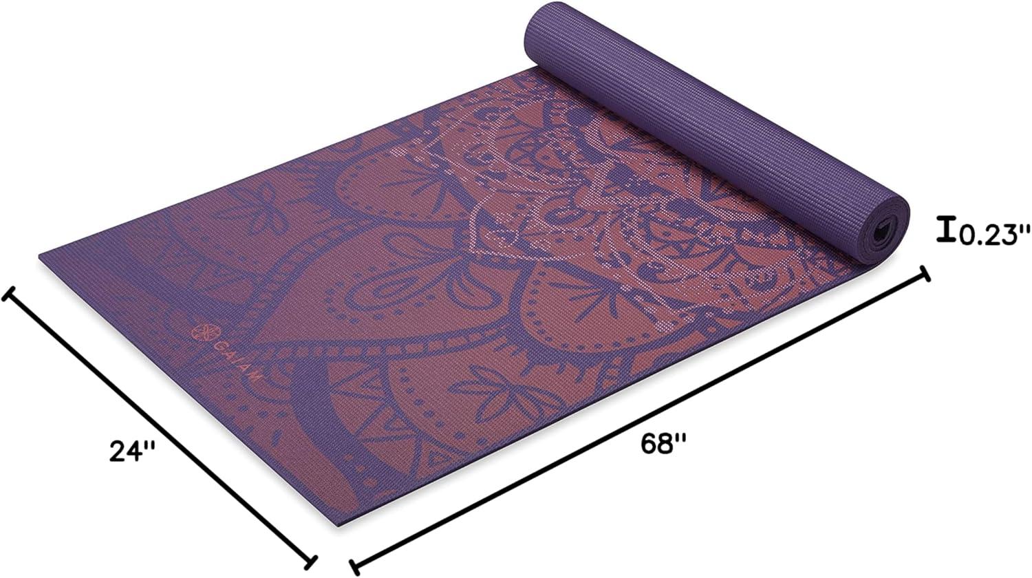 imageGaiam Yoga Mat  Premium 6mm Print Extra Thick Non Slip Exercise ampamp Fitness Mat for All Types of Yoga Pilates ampamp Floor Workouts 68quotL x 24quotW x 6mm ThickAthenian Rose