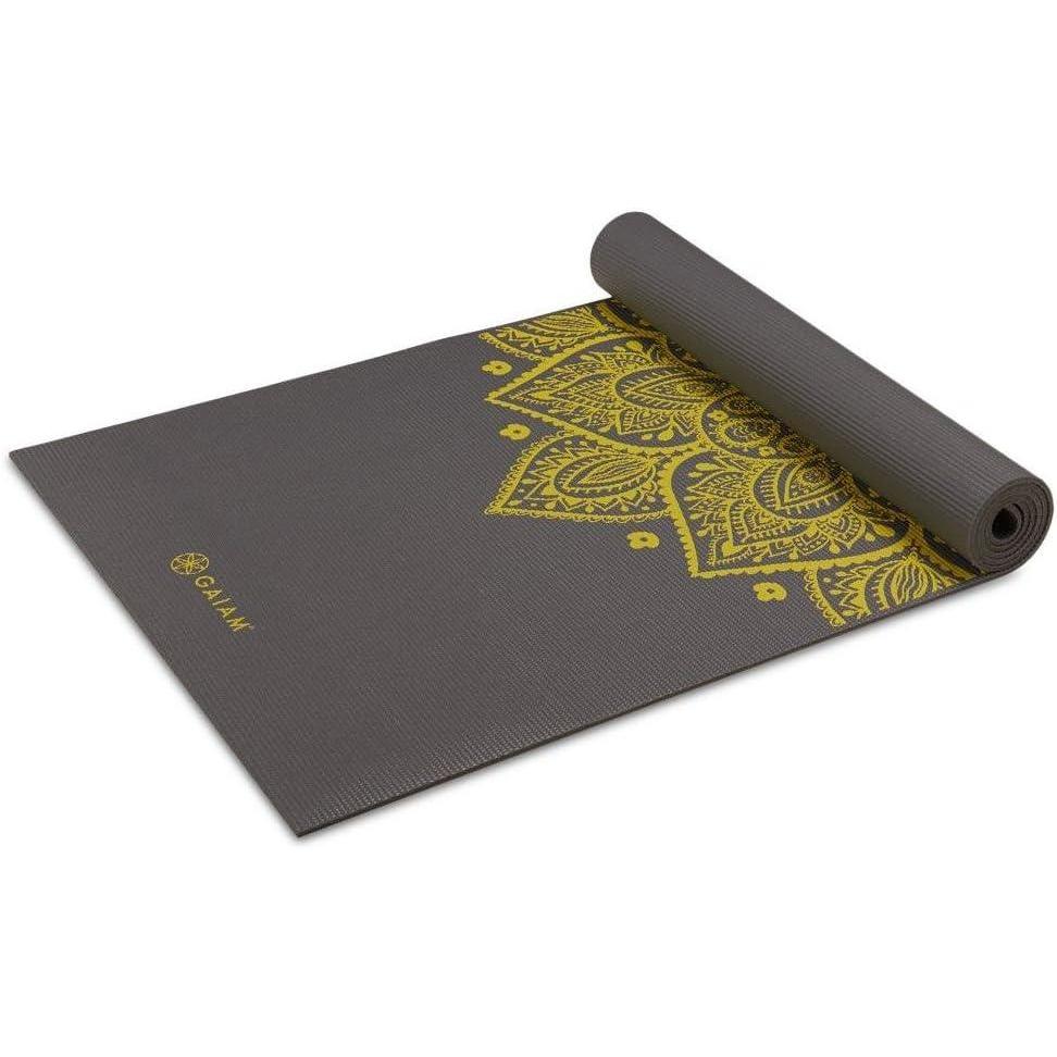 imageGaiam Yoga Mat  Premium 6mm Print Extra Thick Non Slip Exercise ampamp Fitness Mat for All Types of Yoga Pilates ampamp Floor Workouts 68quotL x 24quotW x 6mm ThickCitron Sundial