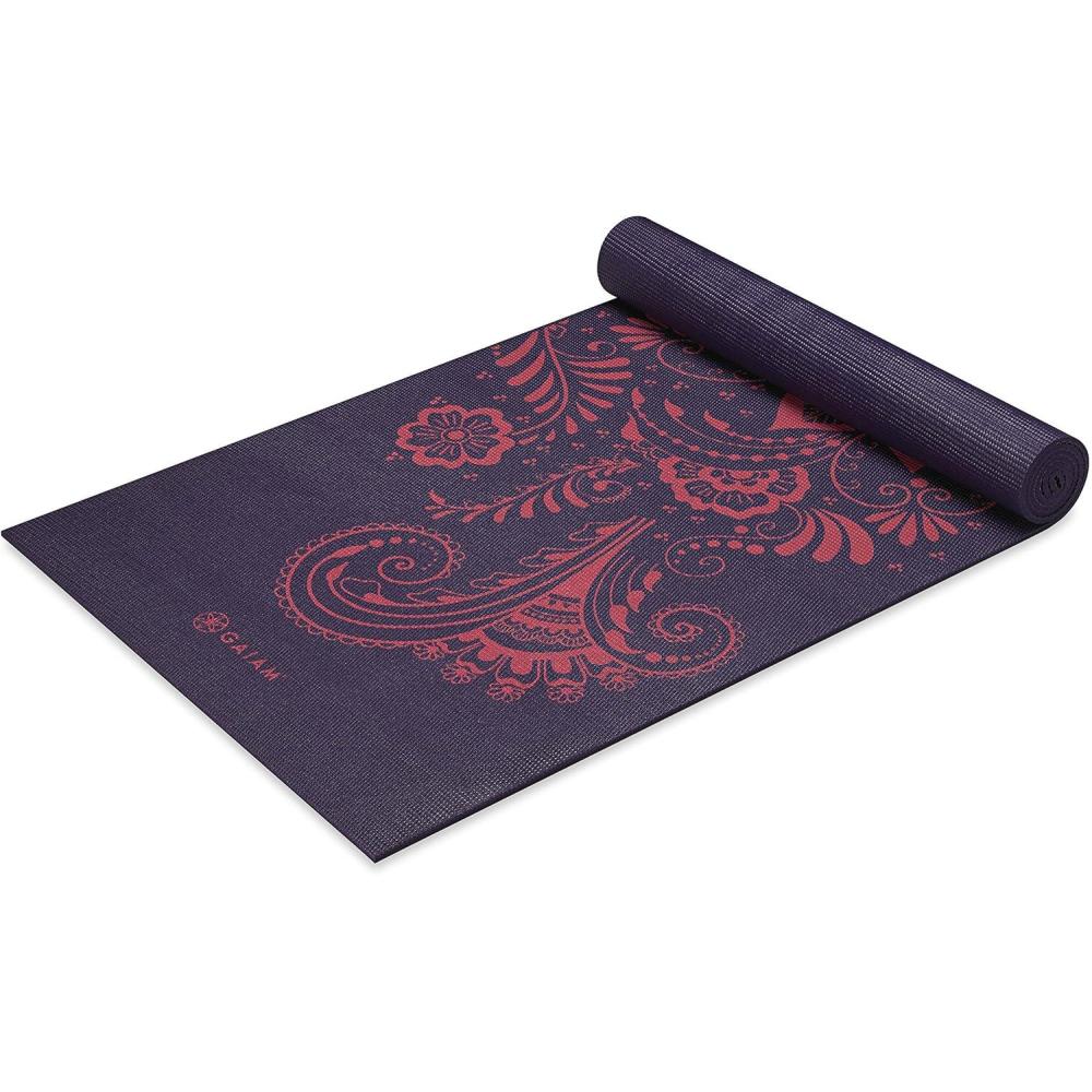 imageGaiam Yoga Mat  Premium 6mm Print Extra Thick Non Slip Exercise ampamp Fitness Mat for All Types of Yoga Pilates ampamp Floor Workouts 68quotL x 24quotW x 6mm ThickAubergine Swirl