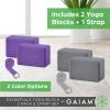 imageGaiam Yoga Block  Supportive LatexFree Eva Foam  Soft NonSlip Surface with Beveled Edges for Yoga Pilates Meditation  Yoga Accessories for Stability Balance Deepen Stretches2pk Combo Deep Purple