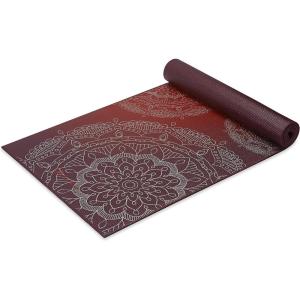 imageGaiam Yoga Mat  Premium 6mm Print Extra Thick Non Slip Exercise ampamp Fitness Mat for All Types of Yoga Pilates ampamp Floor Workouts 68quotL x 24quotW x 6mm ThickMetallic Sunset