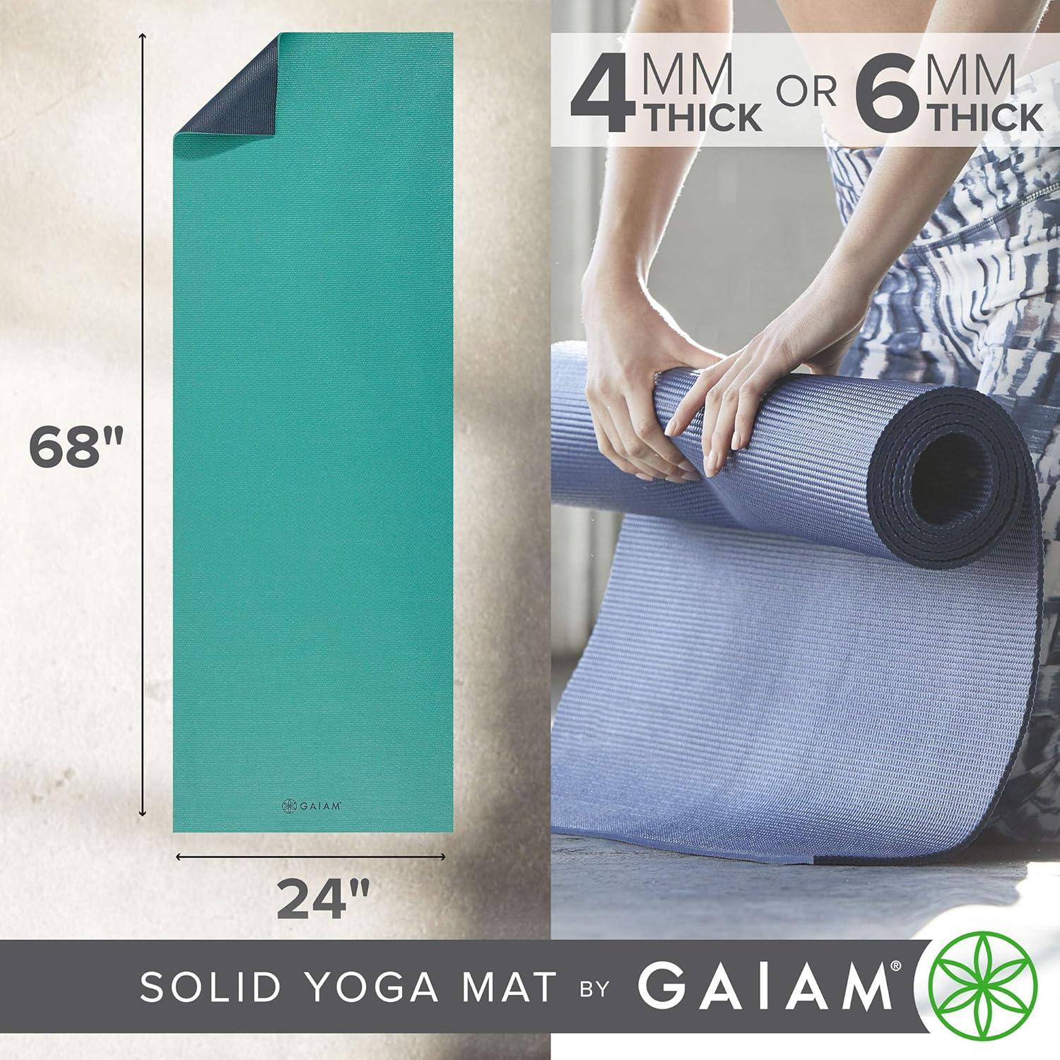 imageGaiam Solid Color Yoga Mat Non Slip Exercise ampamp Fitness Mat for All Types of Yoga Pilates ampamp Floor ExercisesVibrant Viridian