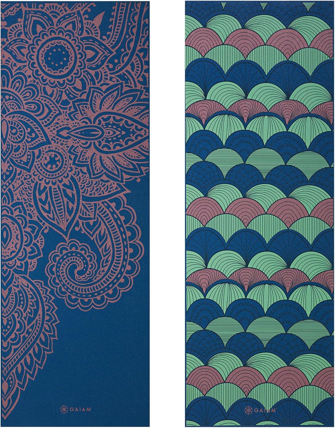 imageGaiam Yoga Mat  Premium 6mm Print Reversible Extra Thick Non Slip Exercise ampamp Fitness Mat for All Types of Yoga Pilates ampamp Floor Workouts 68quot x 24quot x 6mm ThickScalloped Ink