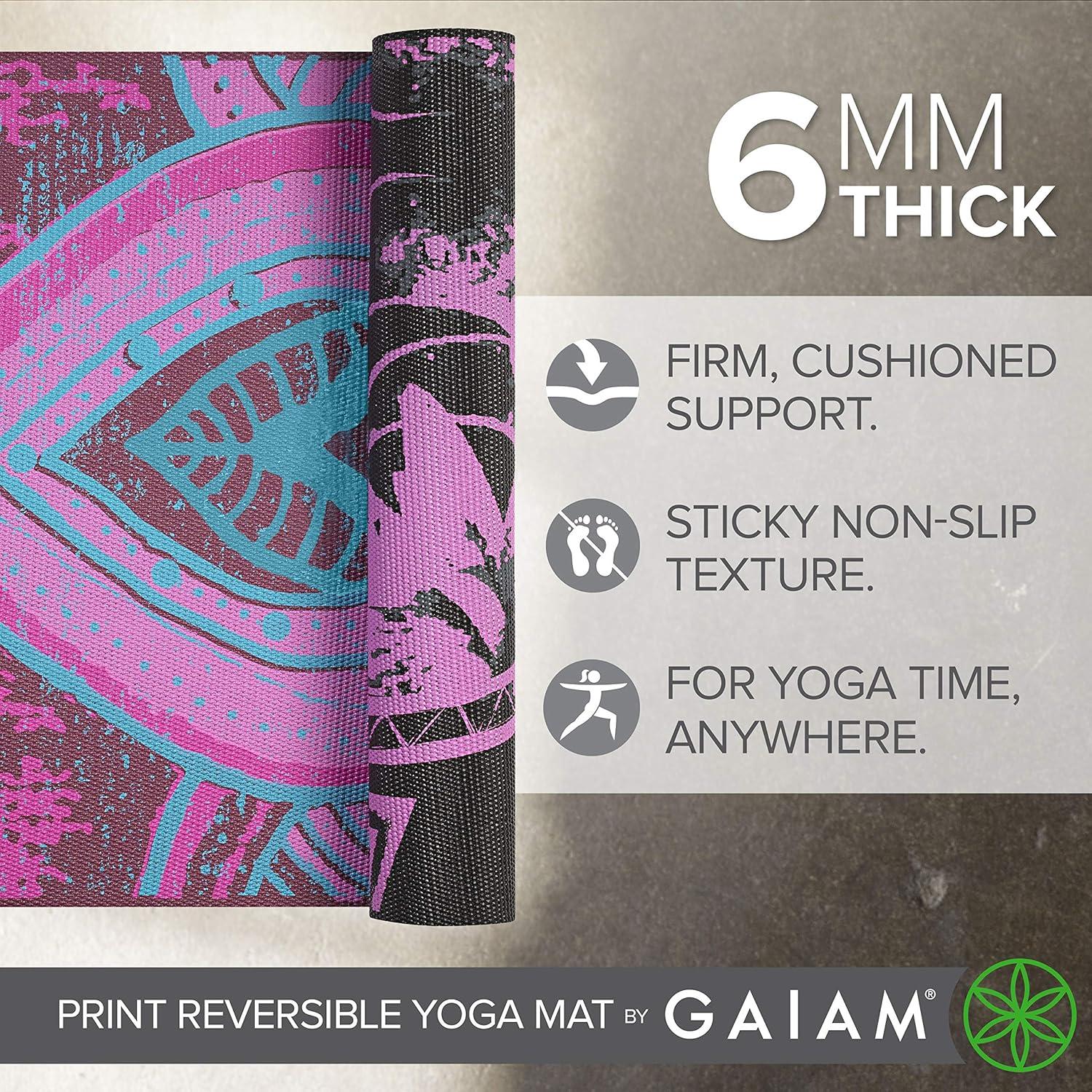 imageGaiam Yoga Mat  Premium 6mm Print Reversible Extra Thick Non Slip Exercise ampamp Fitness Mat for All Types of Yoga Pilates ampamp Floor Workouts 68quot x 24quot x 6mm ThickBe Free