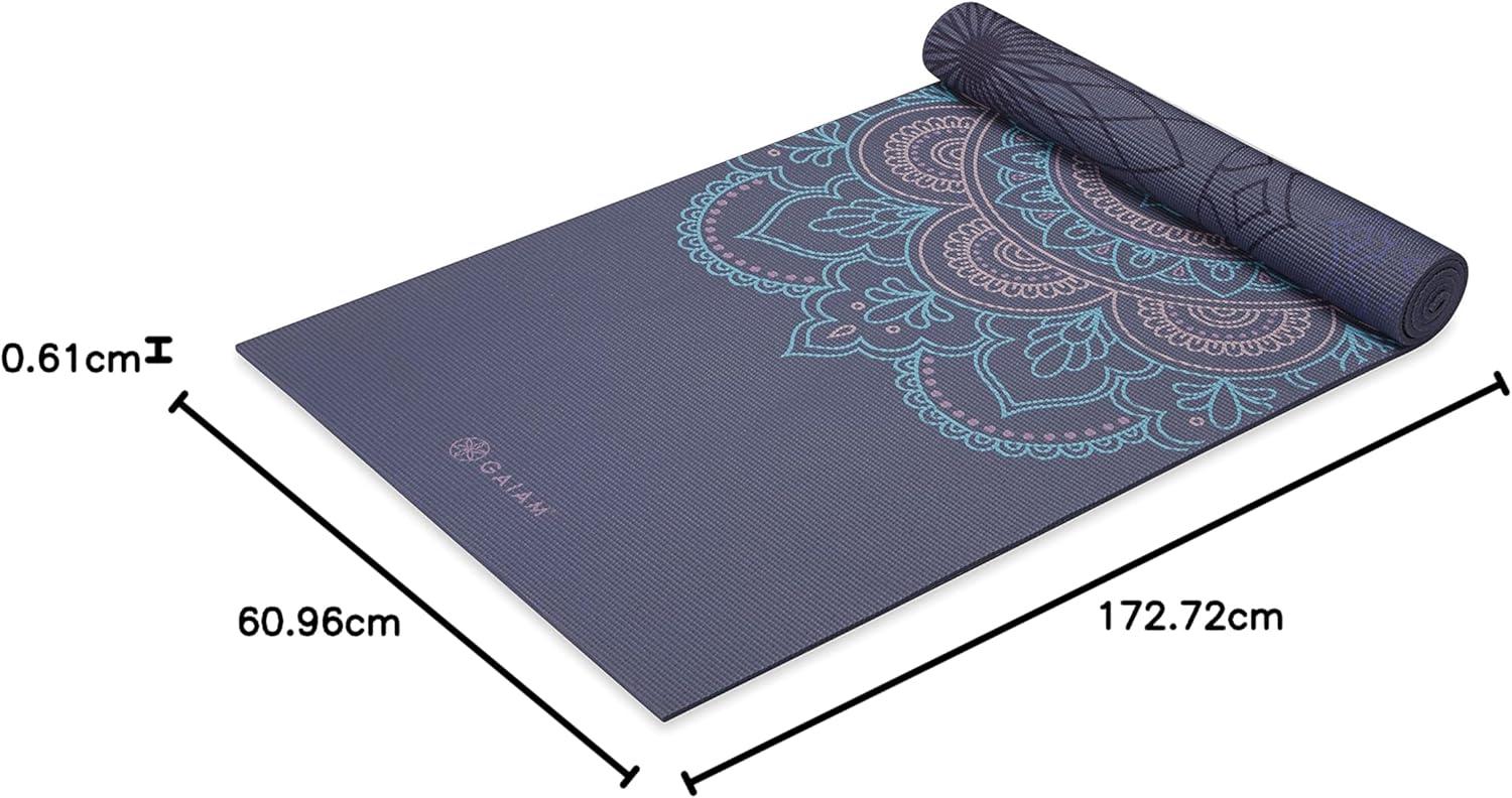 imageGaiam Yoga Mat  Premium 6mm Print Reversible Extra Thick Non Slip Exercise ampamp Fitness Mat for All Types of Yoga Pilates ampamp Floor Workouts 68quot x 24quot x 6mm ThickPurple Illusion