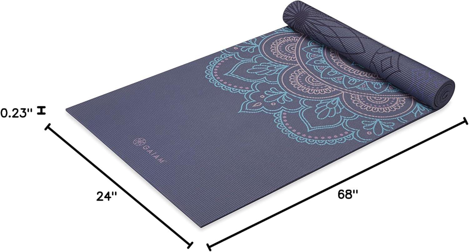 imageGaiam Yoga Mat  Premium 6mm Print Reversible Extra Thick Non Slip Exercise ampamp Fitness Mat for All Types of Yoga Pilates ampamp Floor Workouts 68quot x 24quot x 6mm ThickPurple Illusion