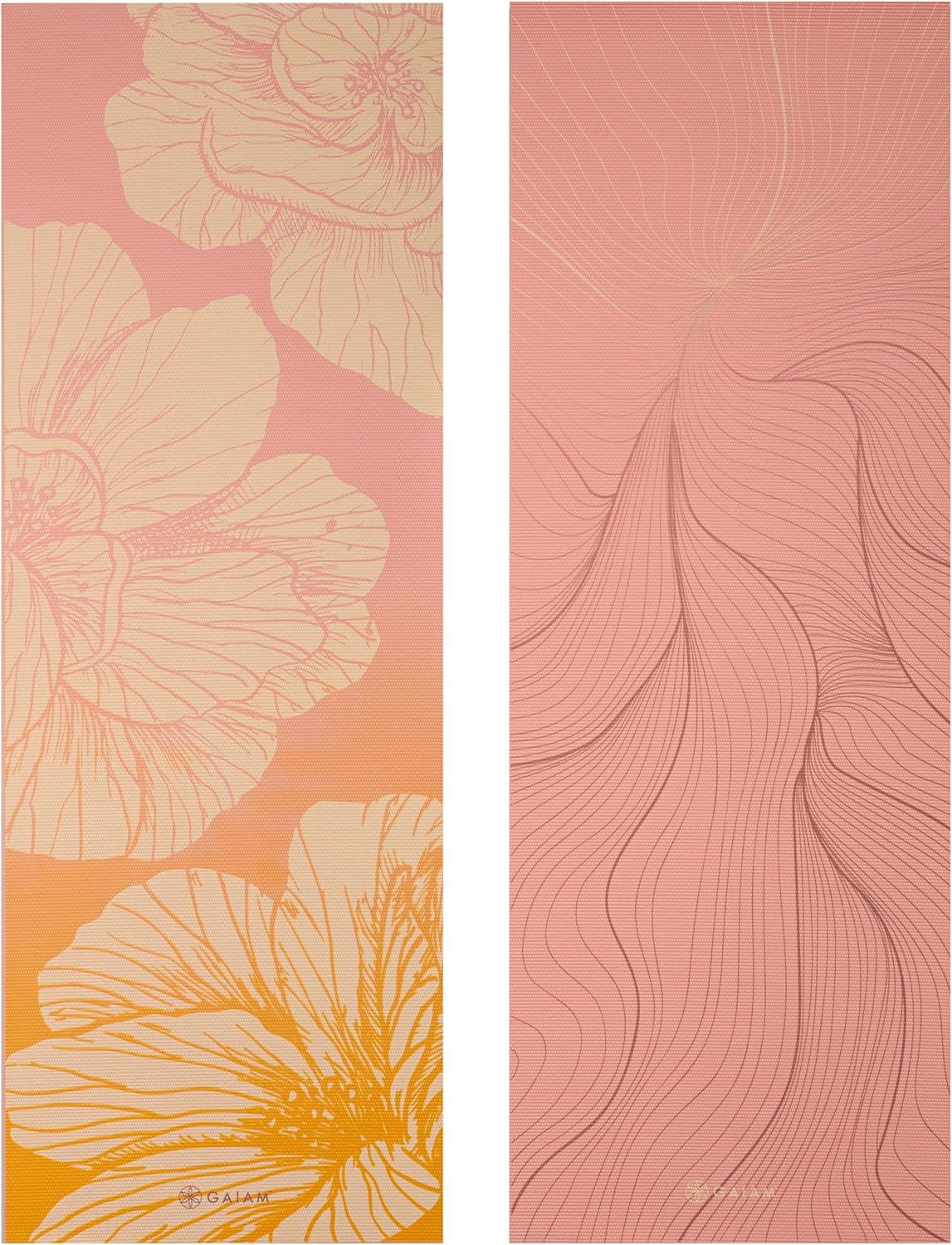 imageGaiam Yoga Mat  Premium 6mm Print Reversible Extra Thick Non Slip Exercise ampamp Fitness Mat for All Types of Yoga Pilates ampamp Floor Workouts 68quot x 24quot x 6mm ThickDahlia Grains