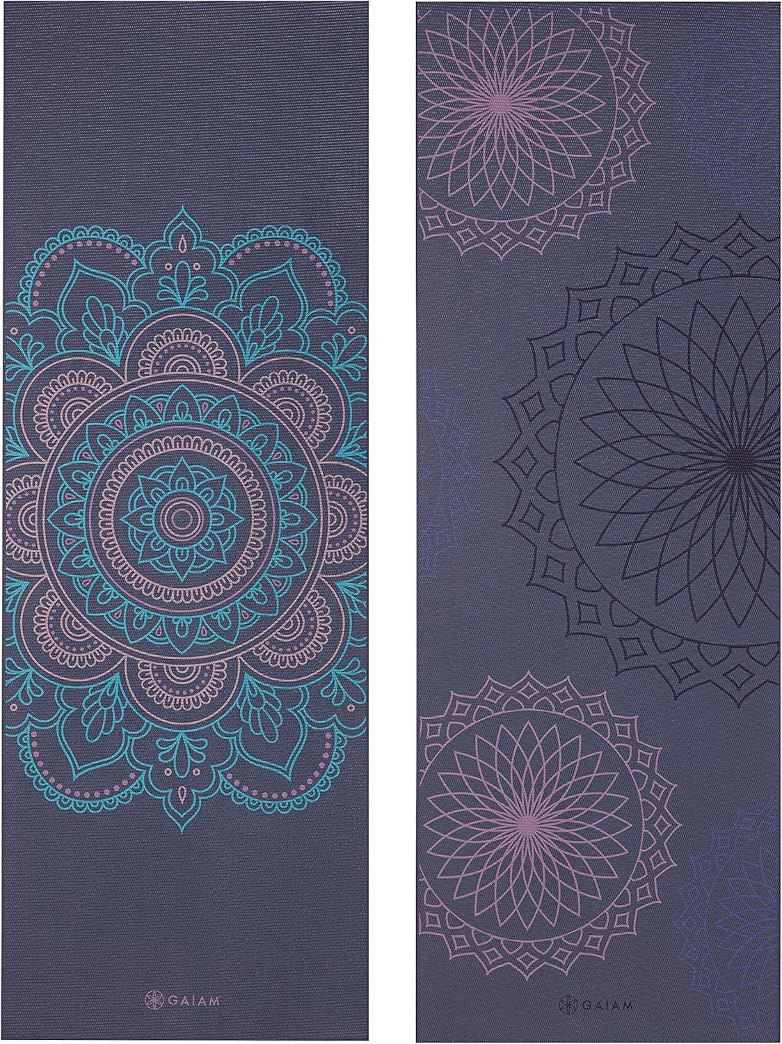 imageGaiam Yoga Mat  Premium 6mm Print Reversible Extra Thick Non Slip Exercise ampamp Fitness Mat for All Types of Yoga Pilates ampamp Floor Workouts 68quot x 24quot x 6mm ThickPurple Illusion