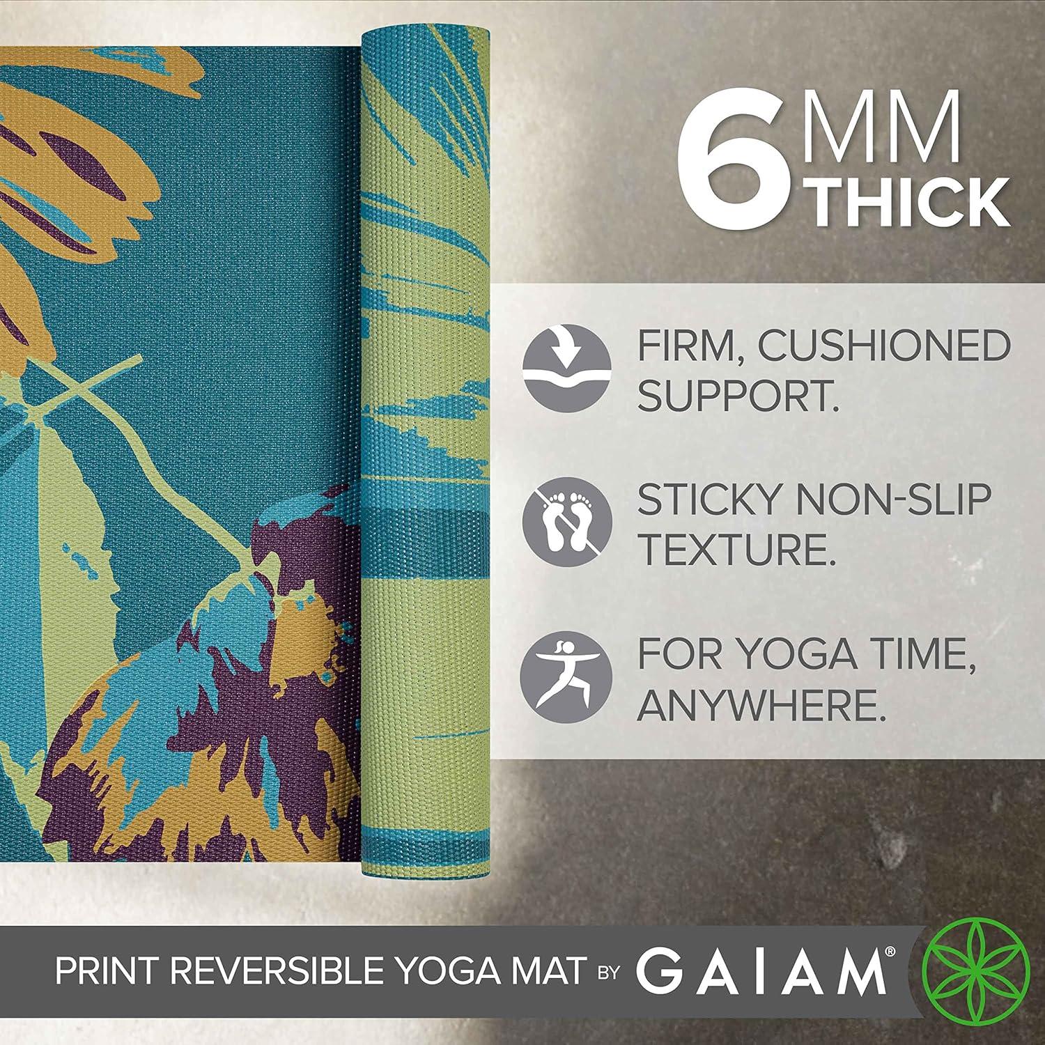 imageGaiam Yoga Mat  Premium 6mm Print Reversible Extra Thick Non Slip Exercise ampamp Fitness Mat for All Types of Yoga Pilates ampamp Floor Workouts 68quot x 24quot x 6mm ThickFloral Mantra