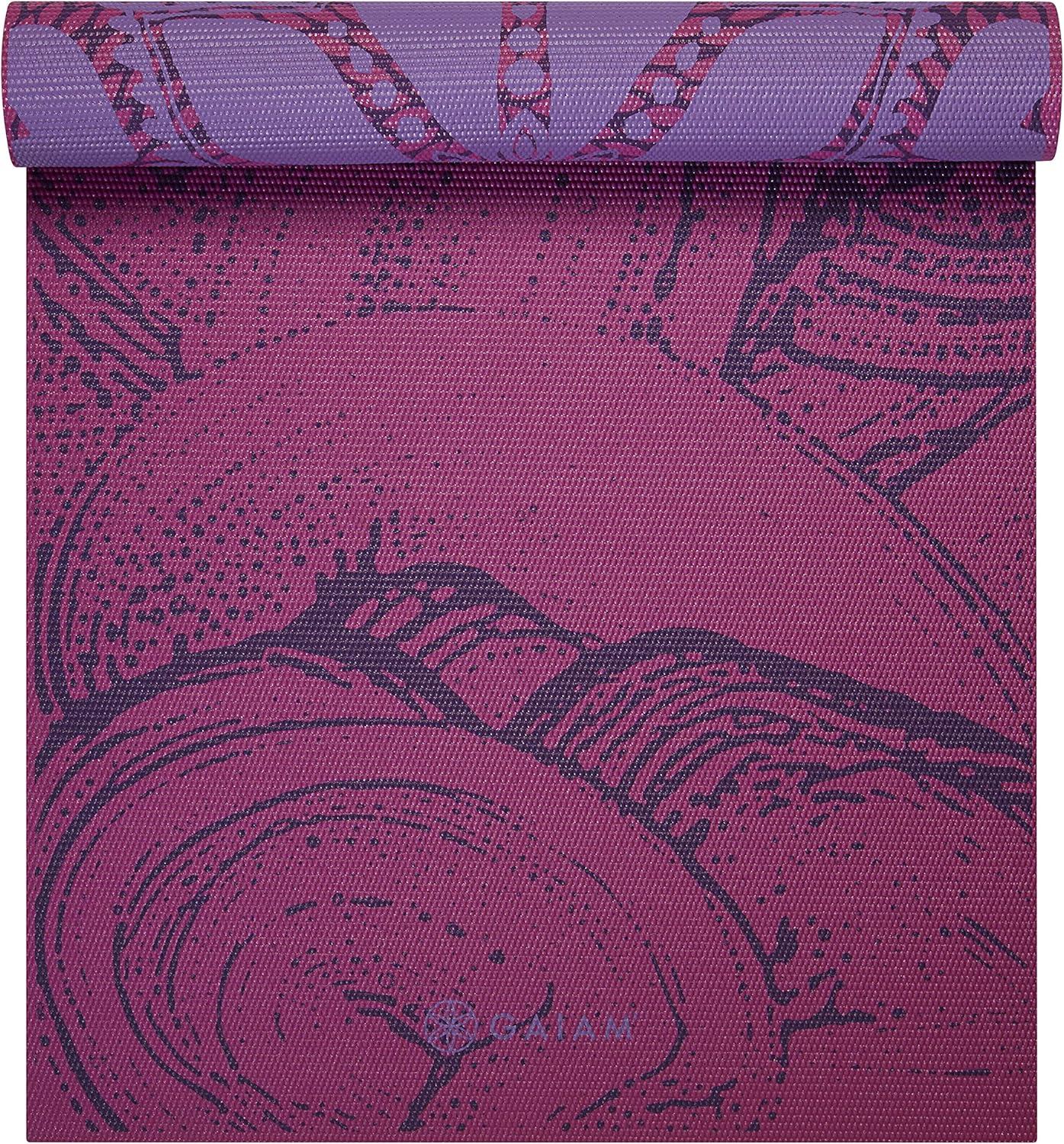 imageGaiam Yoga Mat  Premium 6mm Print Reversible Extra Thick Non Slip Exercise ampamp Fitness Mat for All Types of Yoga Pilates ampamp Floor Workouts 68quot x 24quot x 6mm ThickLilac Aurora