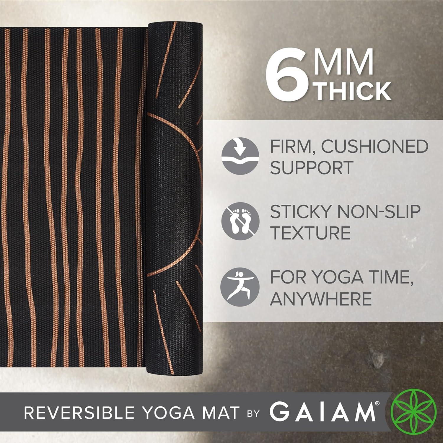 imageGaiam Yoga Mat  Premium 6mm Print Reversible Extra Thick Non Slip Exercise ampamp Fitness Mat for All Types of Yoga Pilates ampamp Floor Workouts 68quot x 24quot x 6mm ThickCosmic Energy