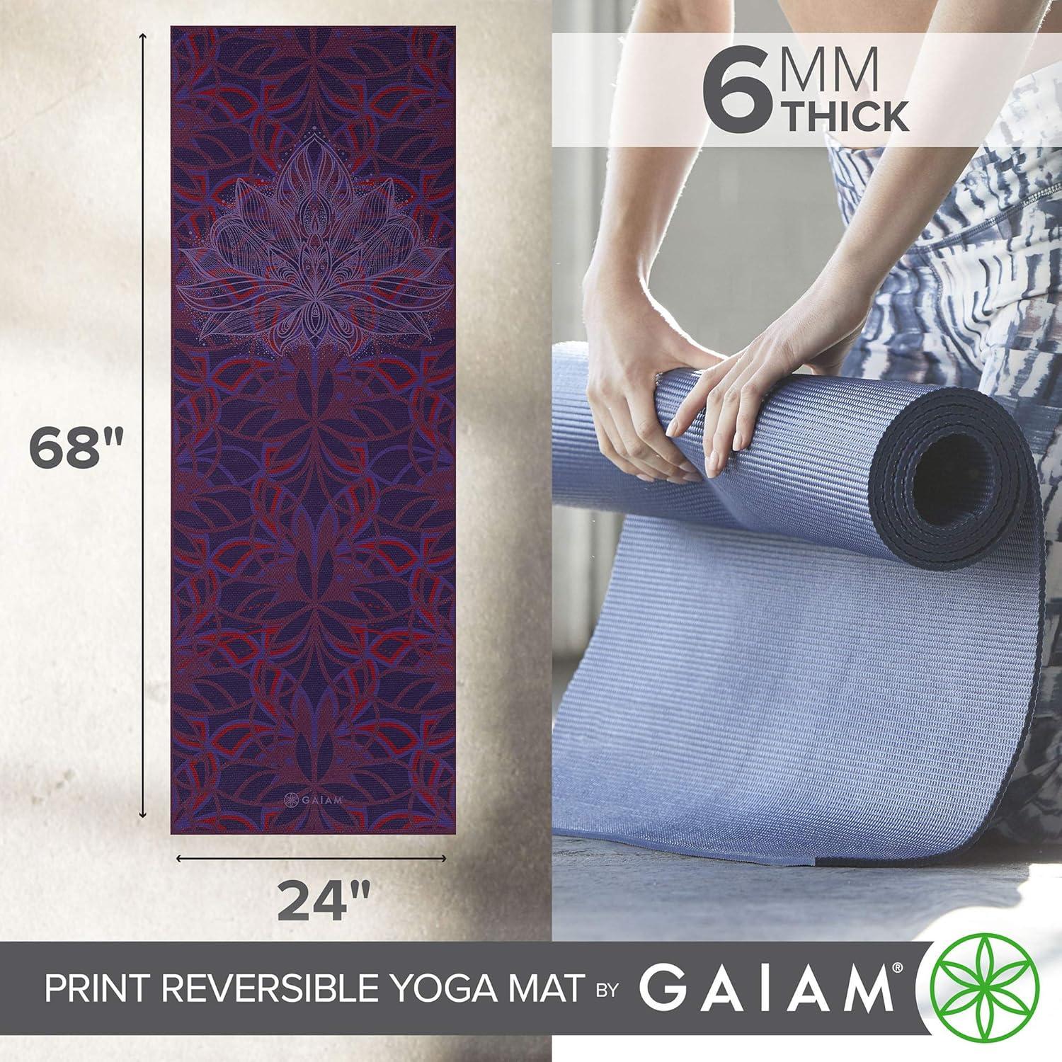 imageGaiam Yoga Mat  Premium 6mm Print Reversible Extra Thick Non Slip Exercise ampamp Fitness Mat for All Types of Yoga Pilates ampamp Floor Workouts 68quot x 24quot x 6mm ThickDivinity
