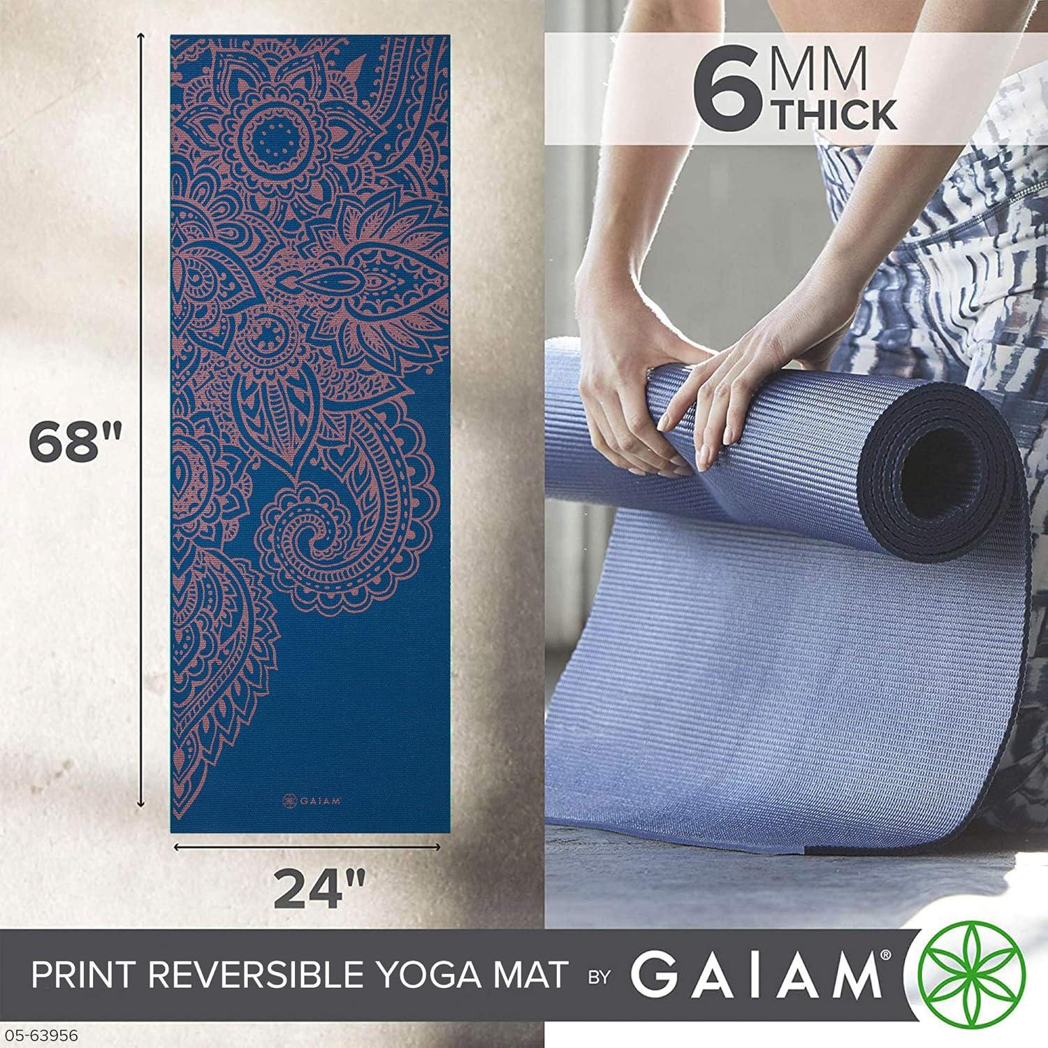 imageGaiam Yoga Mat  Premium 6mm Print Reversible Extra Thick Non Slip Exercise ampamp Fitness Mat for All Types of Yoga Pilates ampamp Floor Workouts 68quot x 24quot x 6mm ThickScalloped Ink