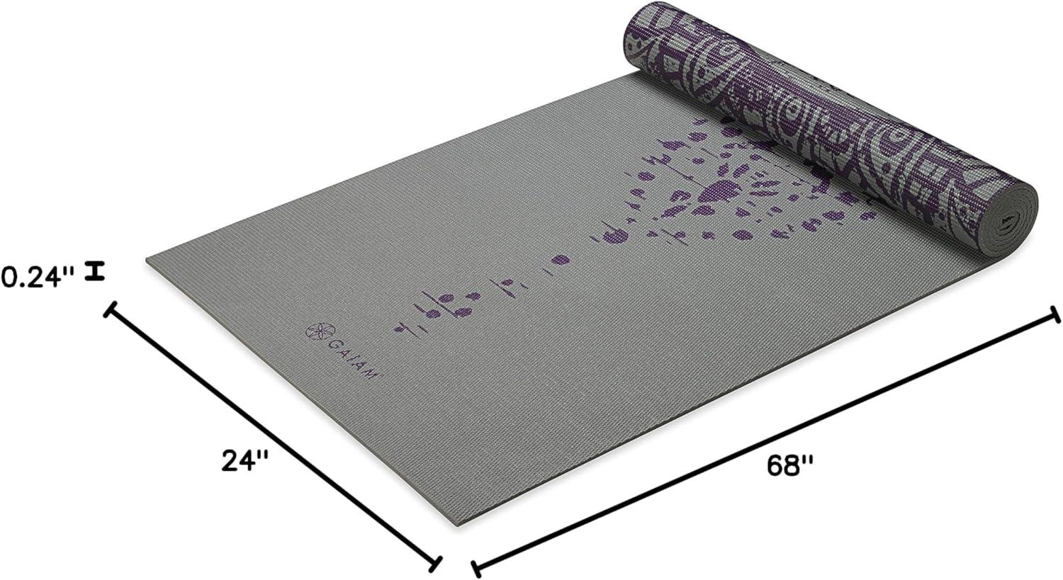 imageGaiam Yoga Mat  Premium 6mm Print Reversible Extra Thick Non Slip Exercise ampamp Fitness Mat for All Types of Yoga Pilates ampamp Floor Workouts 68quot x 24quot x 6mm ThickPlum Etching