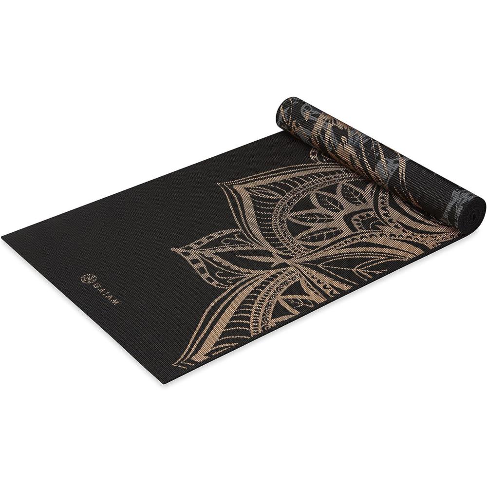 imageGaiam Yoga Mat  Premium 6mm Print Reversible Extra Thick Non Slip Exercise ampamp Fitness Mat for All Types of Yoga Pilates ampamp Floor Workouts 68quot x 24quot x 6mm ThickMarbled Bronze Medallion