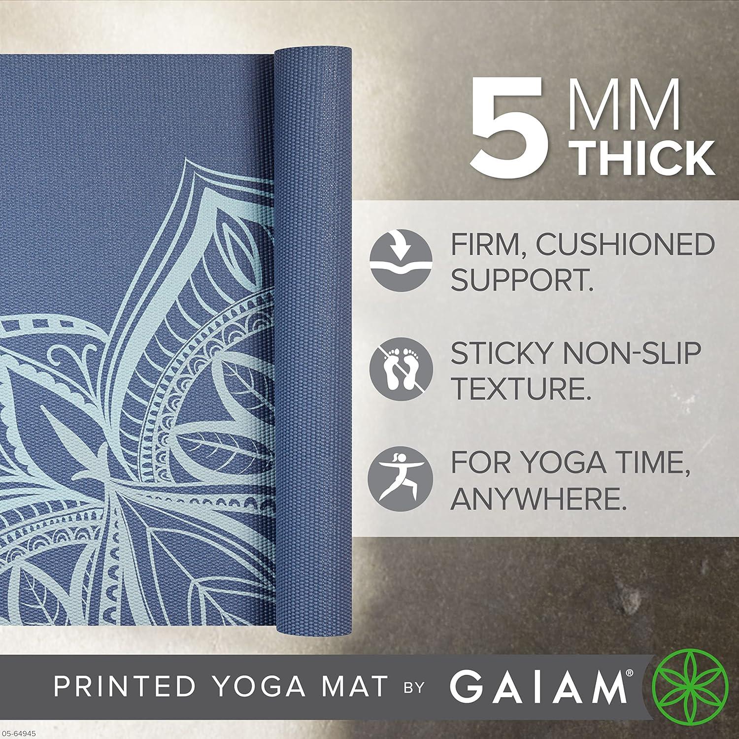 imageGaiam Yoga Mat  Premium 5mm Print Thick Non Slip Exercise ampamp Fitness Mat for All Types of Yoga Pilates ampamp Floor Workouts 68quot x 24quot x 5mmHigh Tide Point