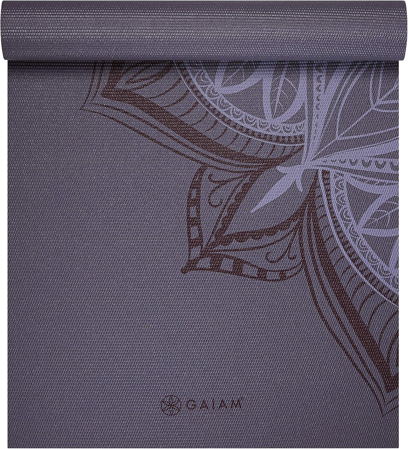 imageGaiam Yoga Mat  Premium 5mm Print Thick Non Slip Exercise ampamp Fitness Mat for All Types of Yoga Pilates ampamp Floor Workouts 68quot x 24quot x 5mmAubergine Point