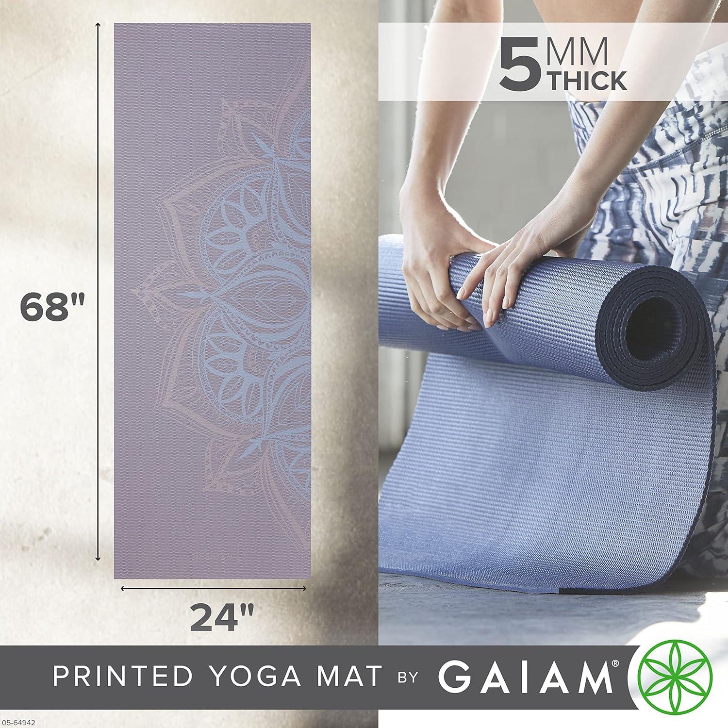 imageGaiam Yoga Mat  Premium 5mm Print Thick Non Slip Exercise ampamp Fitness Mat for All Types of Yoga Pilates ampamp Floor Workouts 68quot x 24quot x 5mmDusty Purple Point