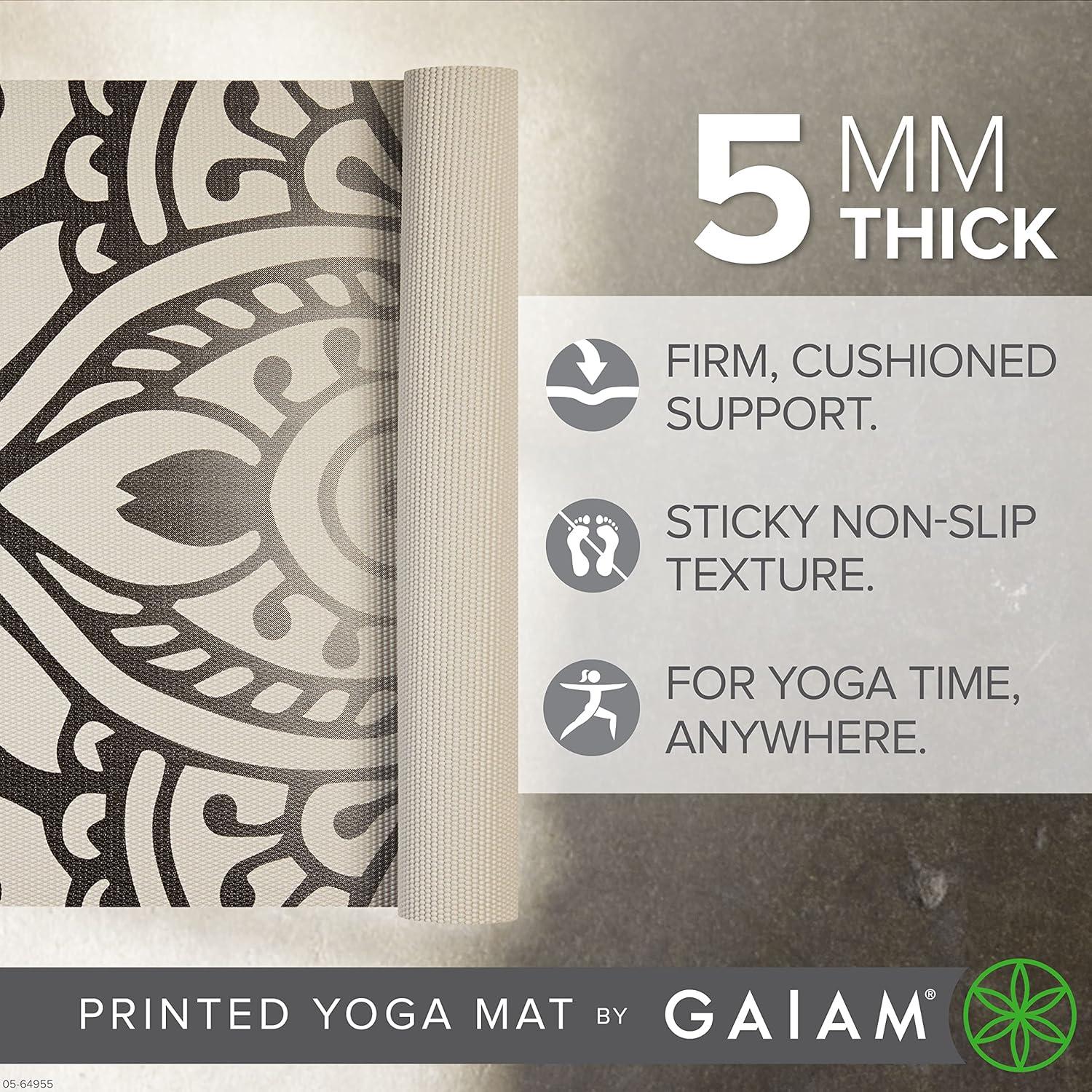 imageGaiam Yoga Mat  Premium 5mm Print Thick Non Slip Exercise ampamp Fitness Mat for All Types of Yoga Pilates ampamp Floor Workouts 68quot x 24quot x 5mmDovetail Sundial