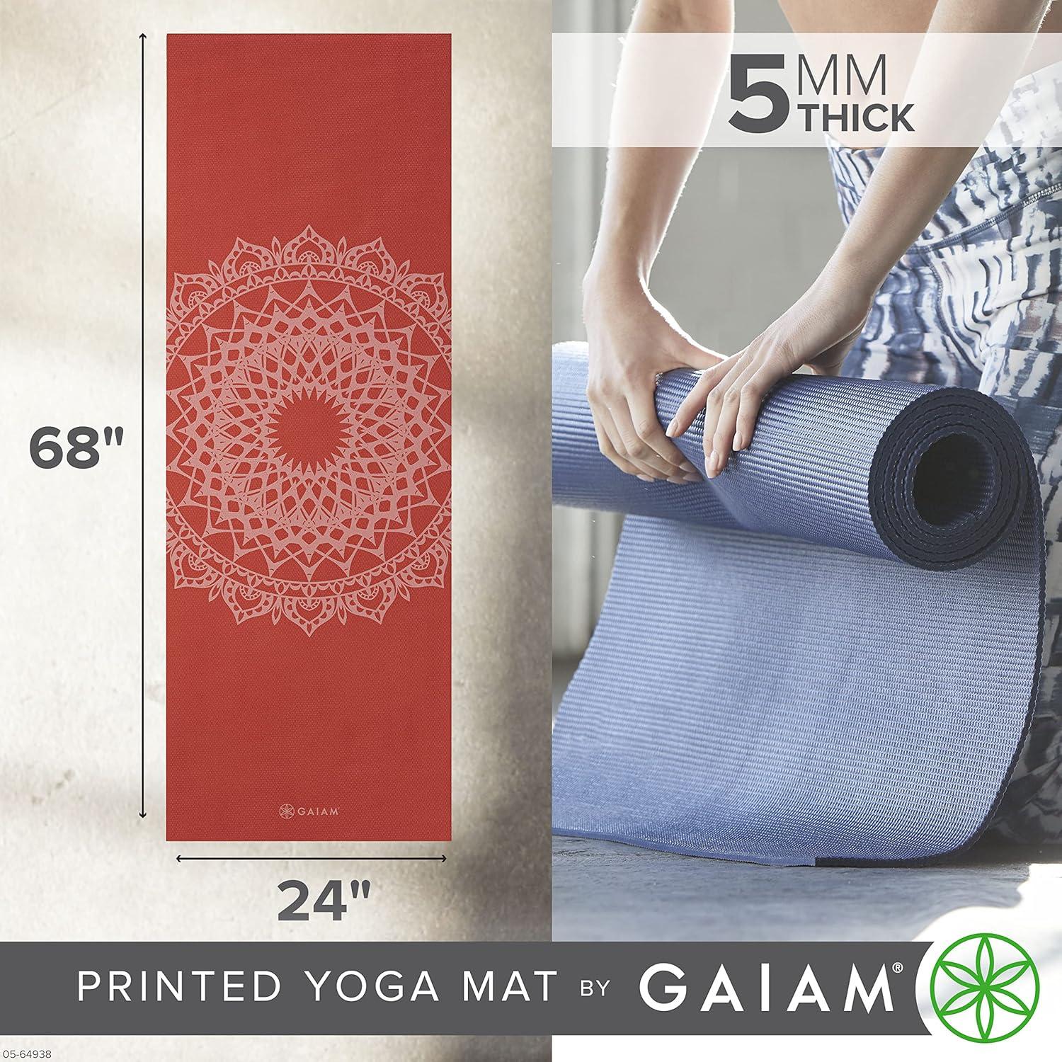 imageGaiam Yoga Mat  Premium 5mm Print Thick Non Slip Exercise ampamp Fitness Mat for All Types of Yoga Pilates ampamp Floor Workouts 68quot x 24quot x 5mmSunburnt Marrakesh