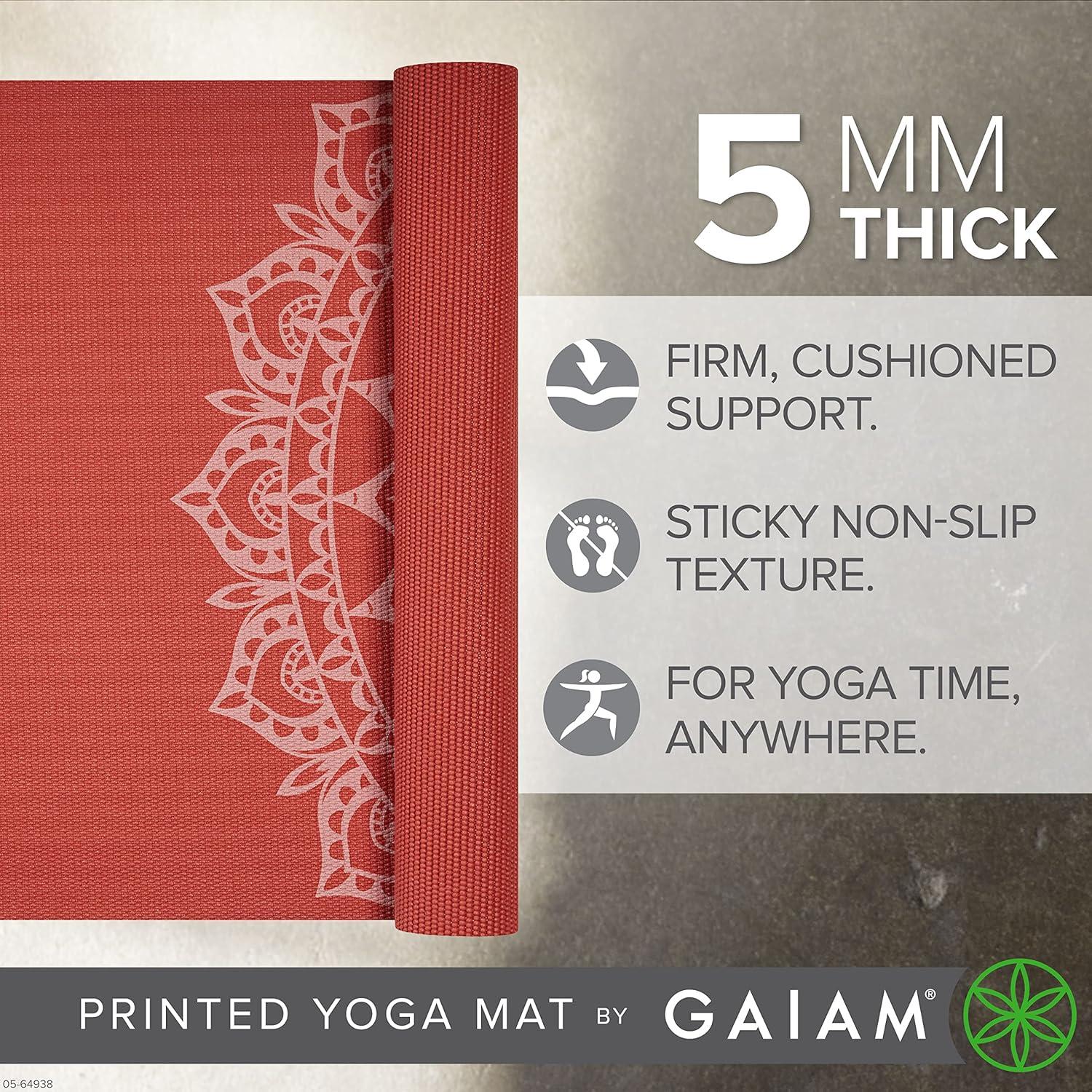 imageGaiam Yoga Mat  Premium 5mm Print Thick Non Slip Exercise ampamp Fitness Mat for All Types of Yoga Pilates ampamp Floor Workouts 68quot x 24quot x 5mmSunburnt Marrakesh