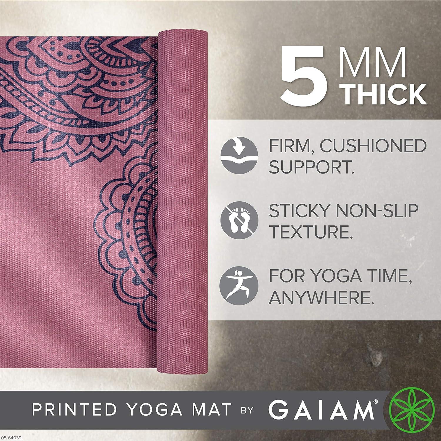 imageGaiam Yoga Mat  Premium 5mm Print Thick Non Slip Exercise ampamp Fitness Mat for All Types of Yoga Pilates ampamp Floor Workouts 68quot x 24quot x 5mmPaisley Tropical