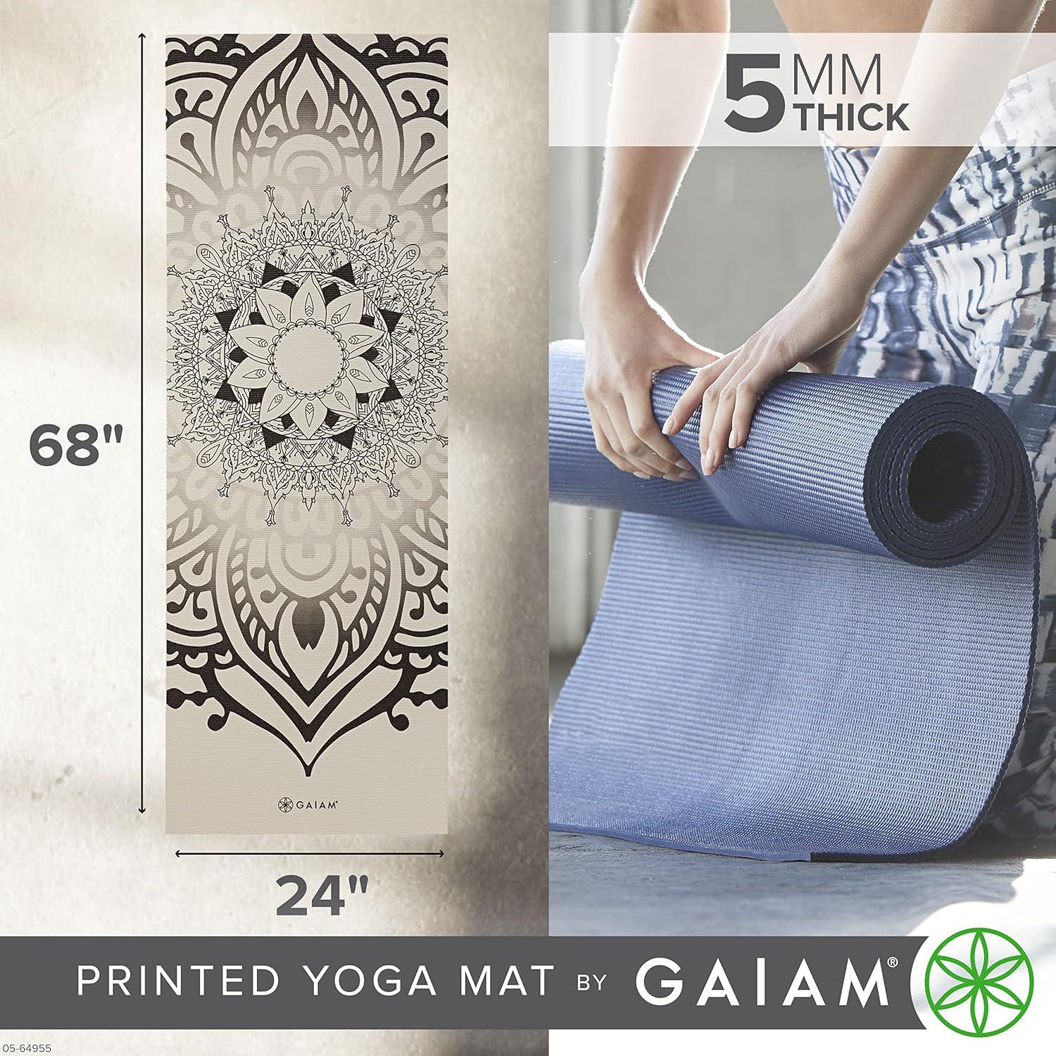 imageGaiam Yoga Mat  Premium 5mm Print Thick Non Slip Exercise ampamp Fitness Mat for All Types of Yoga Pilates ampamp Floor Workouts 68quot x 24quot x 5mmDovetail Sundial