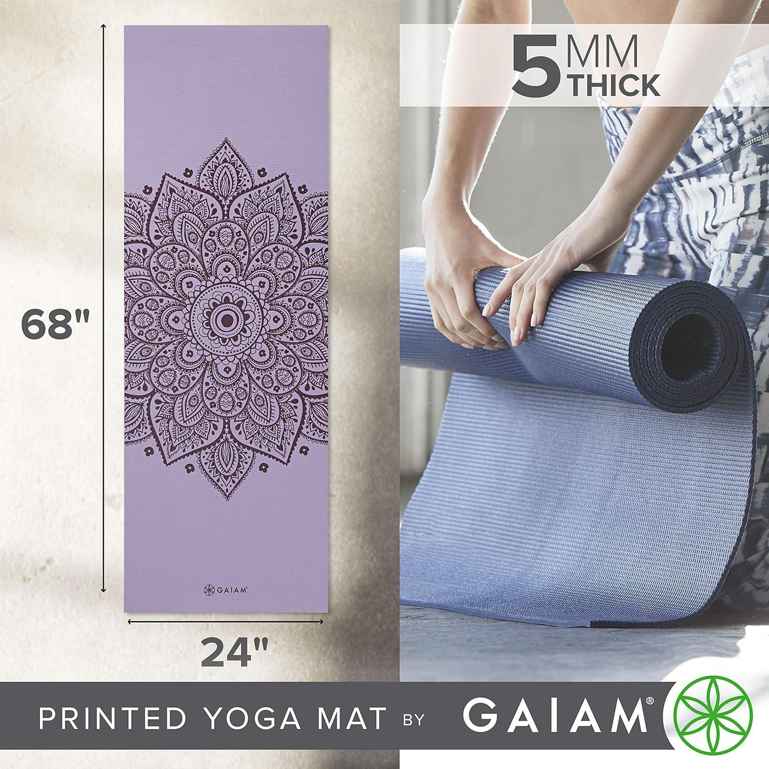 imageGaiam Yoga Mat  Premium 5mm Print Thick Non Slip Exercise ampamp Fitness Mat for All Types of Yoga Pilates ampamp Floor Workouts 68quot x 24quot x 5mmNew Lilac Sundial