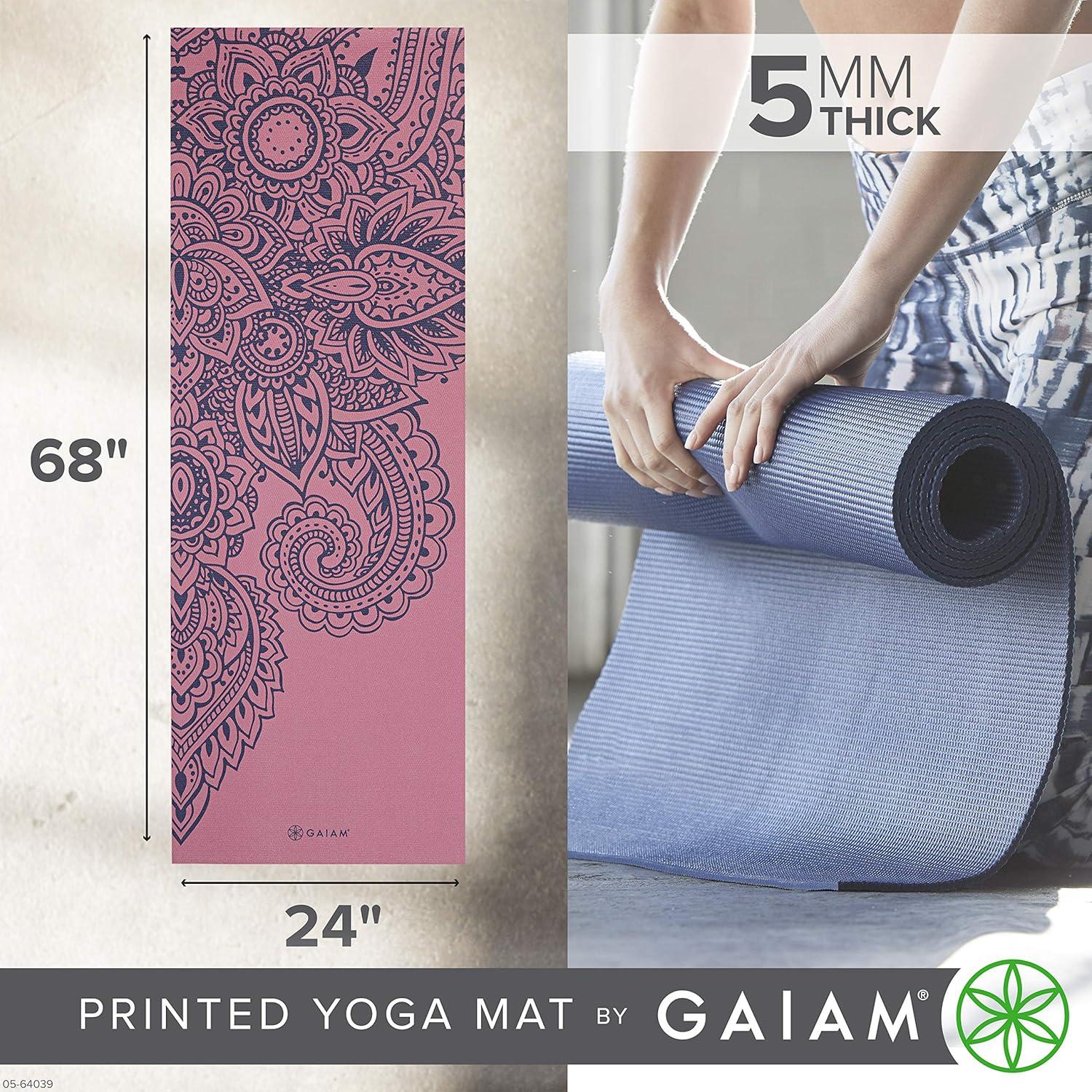 imageGaiam Yoga Mat  Premium 5mm Print Thick Non Slip Exercise ampamp Fitness Mat for All Types of Yoga Pilates ampamp Floor Workouts 68quot x 24quot x 5mmPaisley Tropical