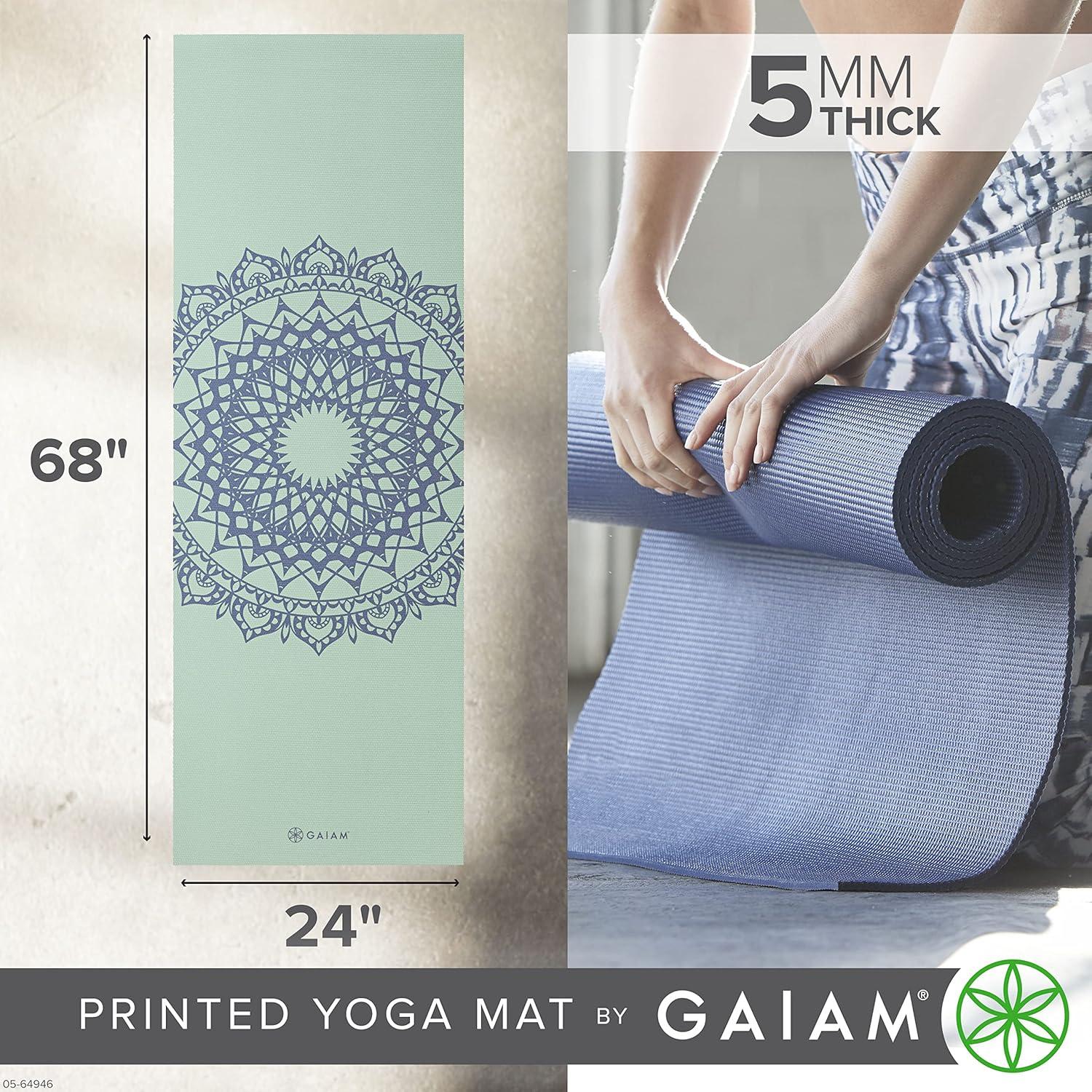 imageGaiam Yoga Mat  Premium 5mm Print Thick Non Slip Exercise ampamp Fitness Mat for All Types of Yoga Pilates ampamp Floor Workouts 68quot x 24quot x 5mmLakeside Marrakesh