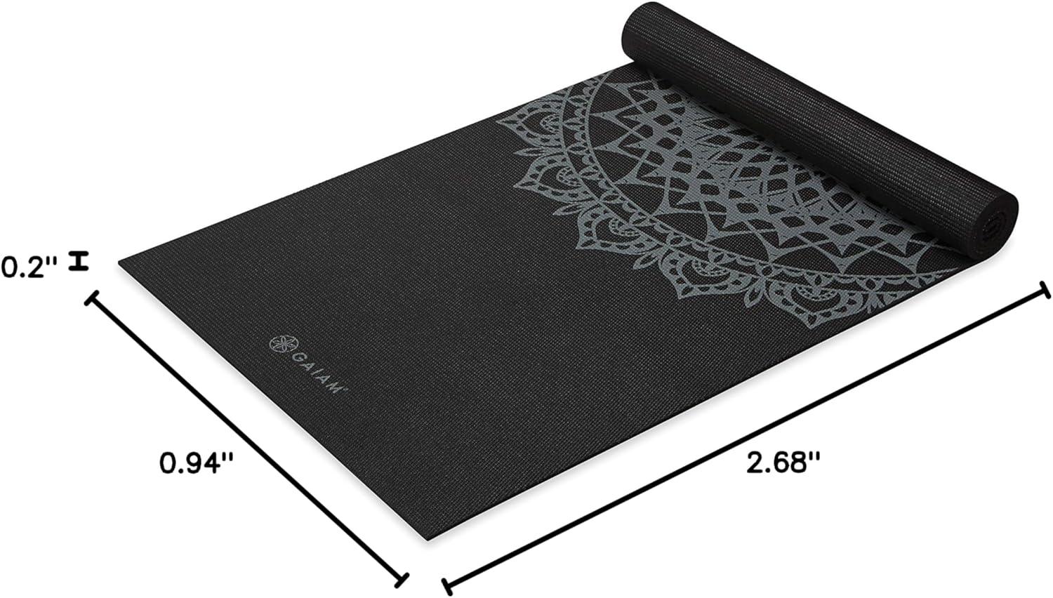 imageGaiam Yoga Mat  Premium 5mm Print Thick Non Slip Exercise ampamp Fitness Mat for All Types of Yoga Pilates ampamp Floor Workouts 68quot x 24quot x 5mmBlack Marrakesh