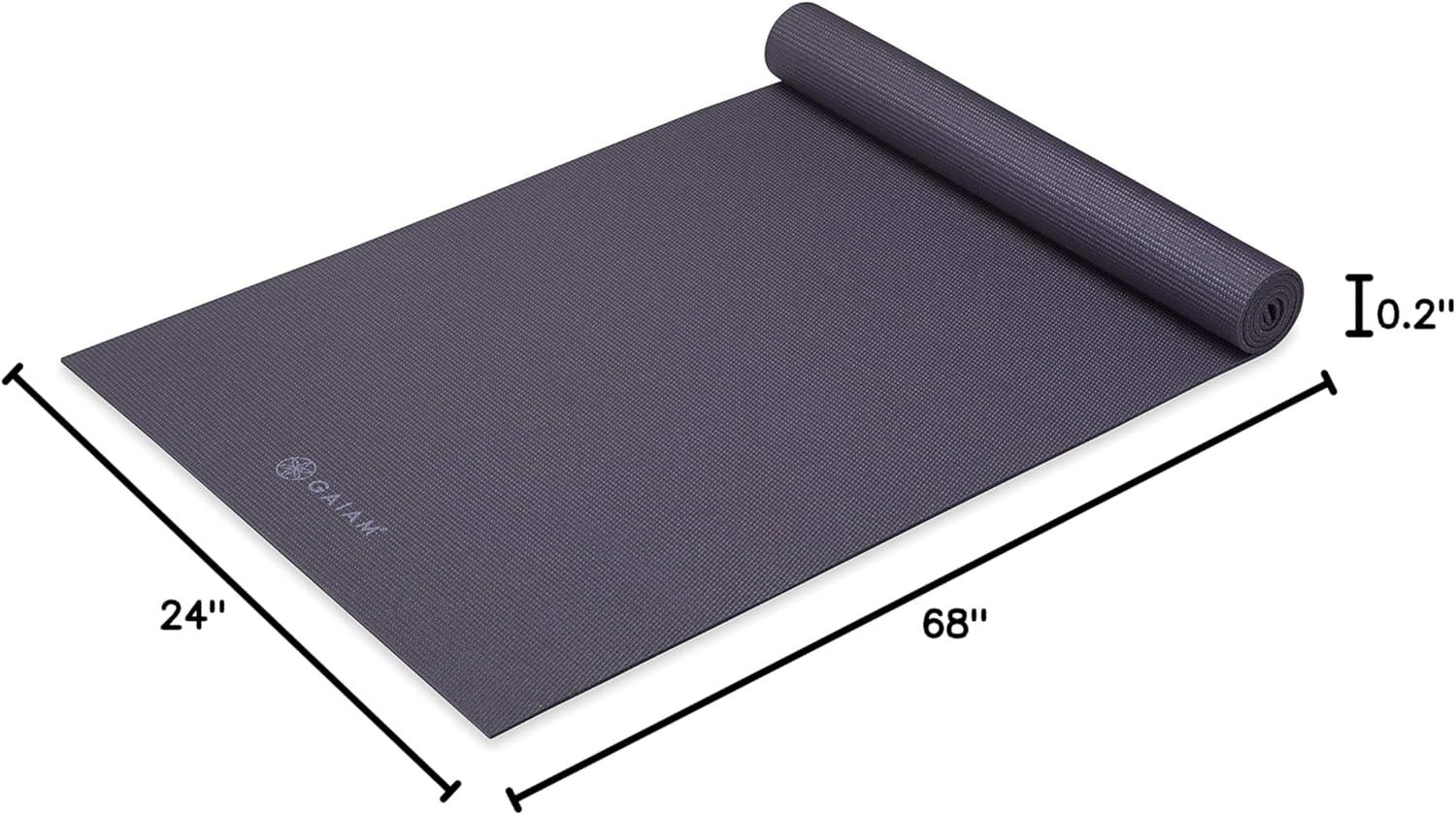 imageGaiam Yoga Mat  Premium 5mm Solid Thick Non Slip Exercise ampamp Fitness Mat for All Types of Yoga Pilates ampamp Floor Workouts 68quot x 24quot x 5mmHeron