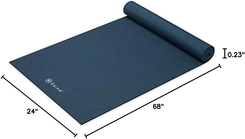 imageGaiam Yoga Mat  Premium 5mm Solid Thick Non Slip Exercise ampamp Fitness Mat for All Types of Yoga Pilates ampamp Floor Workouts 68quot x 24quot x 5mmMarine