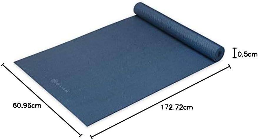 imageGaiam Yoga Mat  Premium 5mm Solid Thick Non Slip Exercise ampamp Fitness Mat for All Types of Yoga Pilates ampamp Floor Workouts 68quot x 24quot x 5mmIndigo Ink