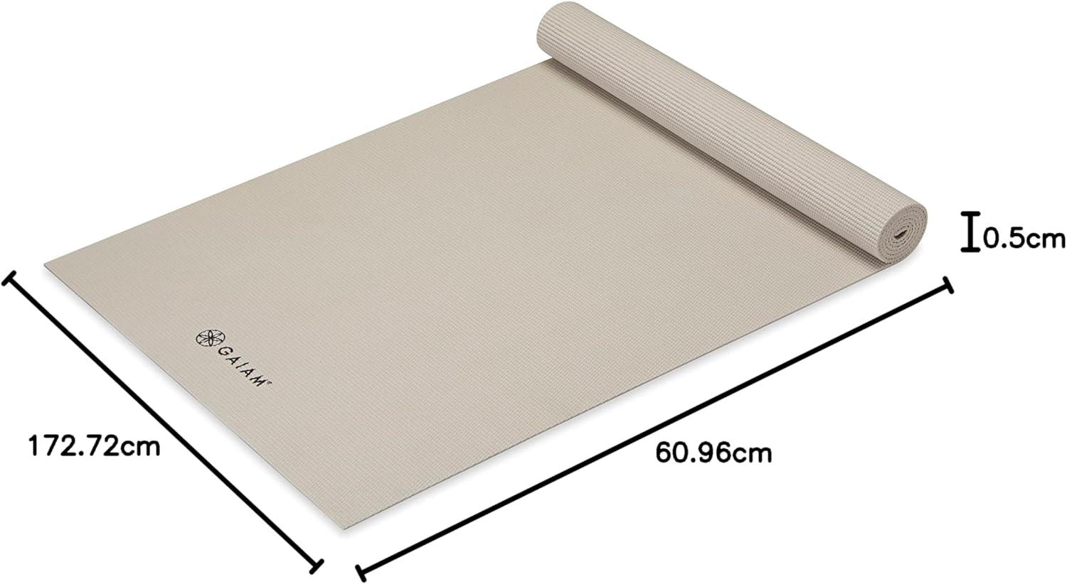 imageGaiam Yoga Mat  Premium 5mm Solid Thick Non Slip Exercise ampamp Fitness Mat for All Types of Yoga Pilates ampamp Floor Workouts 68quot x 24quot x 5mmSandstone