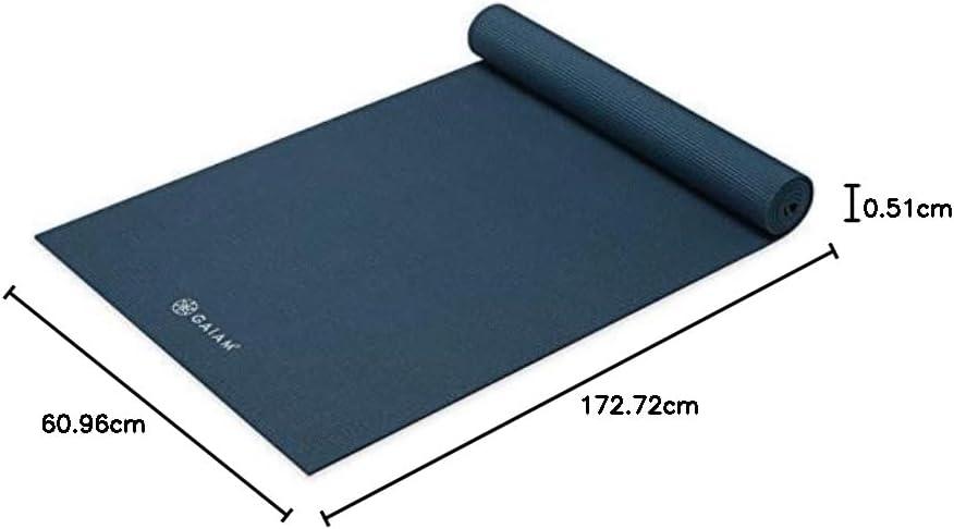 imageGaiam Yoga Mat  Premium 5mm Solid Thick Non Slip Exercise ampamp Fitness Mat for All Types of Yoga Pilates ampamp Floor Workouts 68quot x 24quot x 5mmMarine