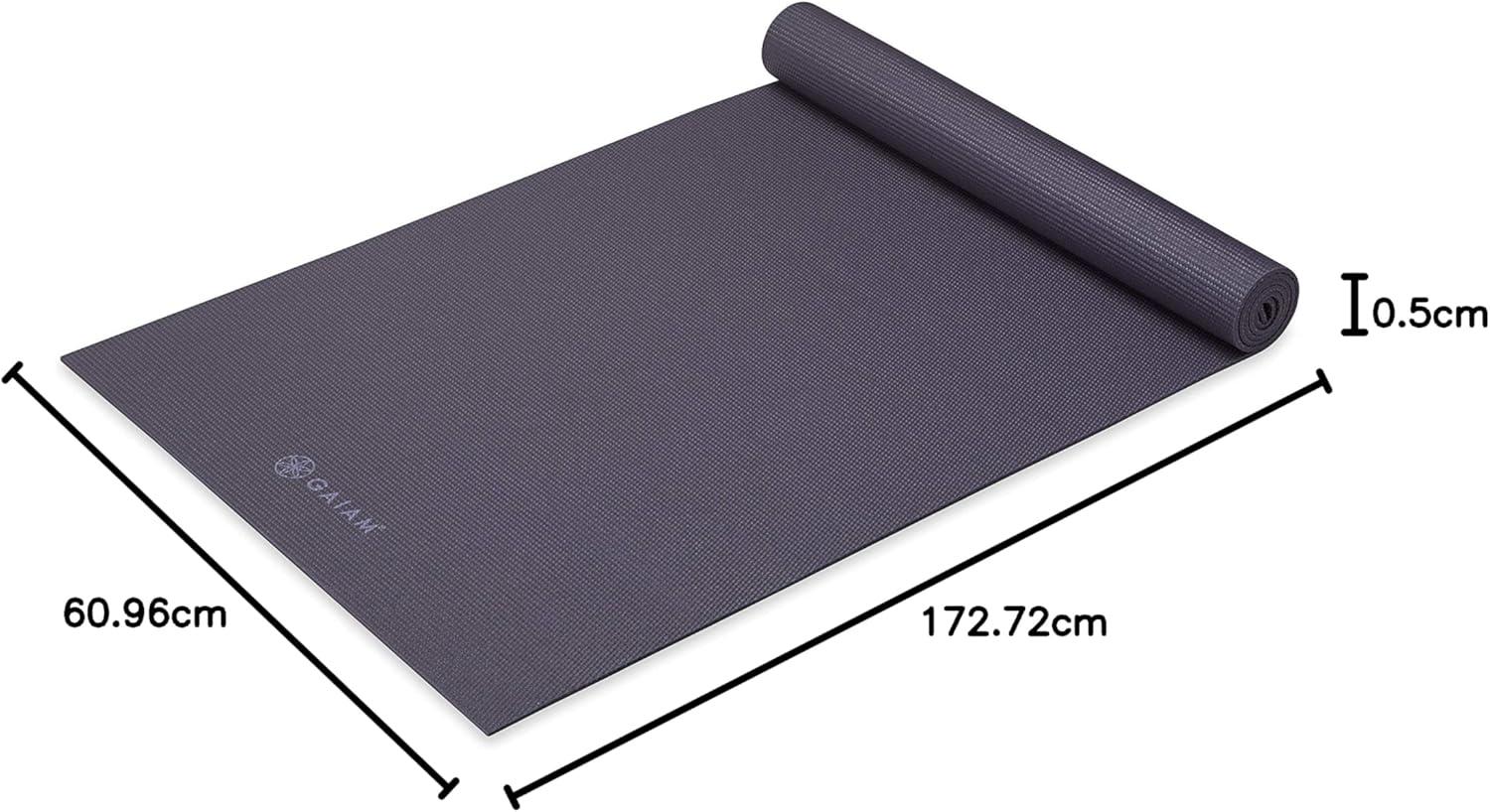 imageGaiam Yoga Mat  Premium 5mm Solid Thick Non Slip Exercise ampamp Fitness Mat for All Types of Yoga Pilates ampamp Floor Workouts 68quot x 24quot x 5mmHeron