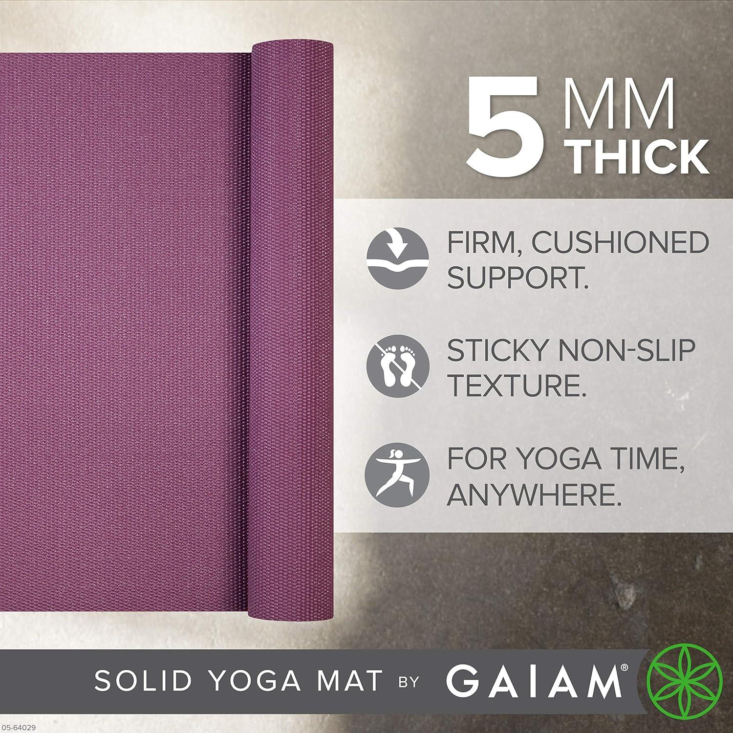 imageGaiam Yoga Mat  Premium 5mm Solid Thick Non Slip Exercise ampamp Fitness Mat for All Types of Yoga Pilates ampamp Floor Workouts 68quot x 24quot x 5mmSugar Beet