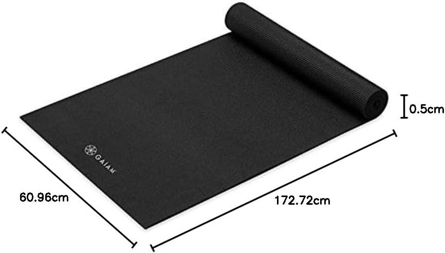 imageGaiam Yoga Mat  Premium 5mm Solid Thick Non Slip Exercise ampamp Fitness Mat for All Types of Yoga Pilates ampamp Floor Workouts 68quot x 24quot x 5mmBlack